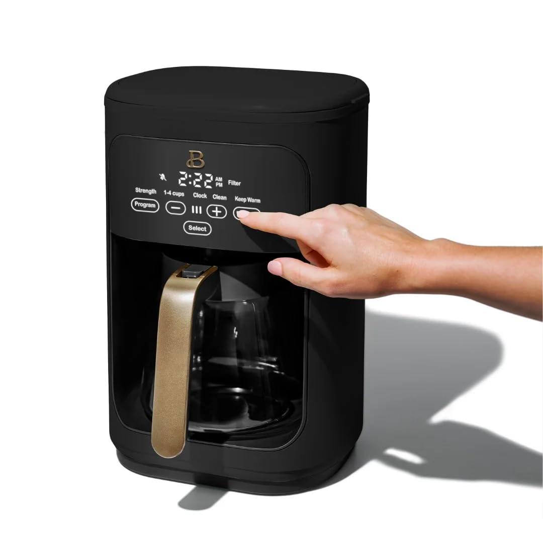 Beautiful 14-Cup Programmable Drip Coffee Maker with Touch-Activated Display, Oyster Grey by Drew Barrymore