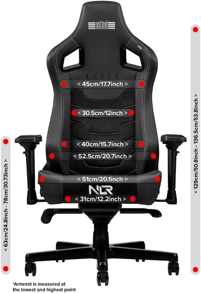 Open Box Next Level Racing Elite Gaming Chair Black Leather & Suede Edition -