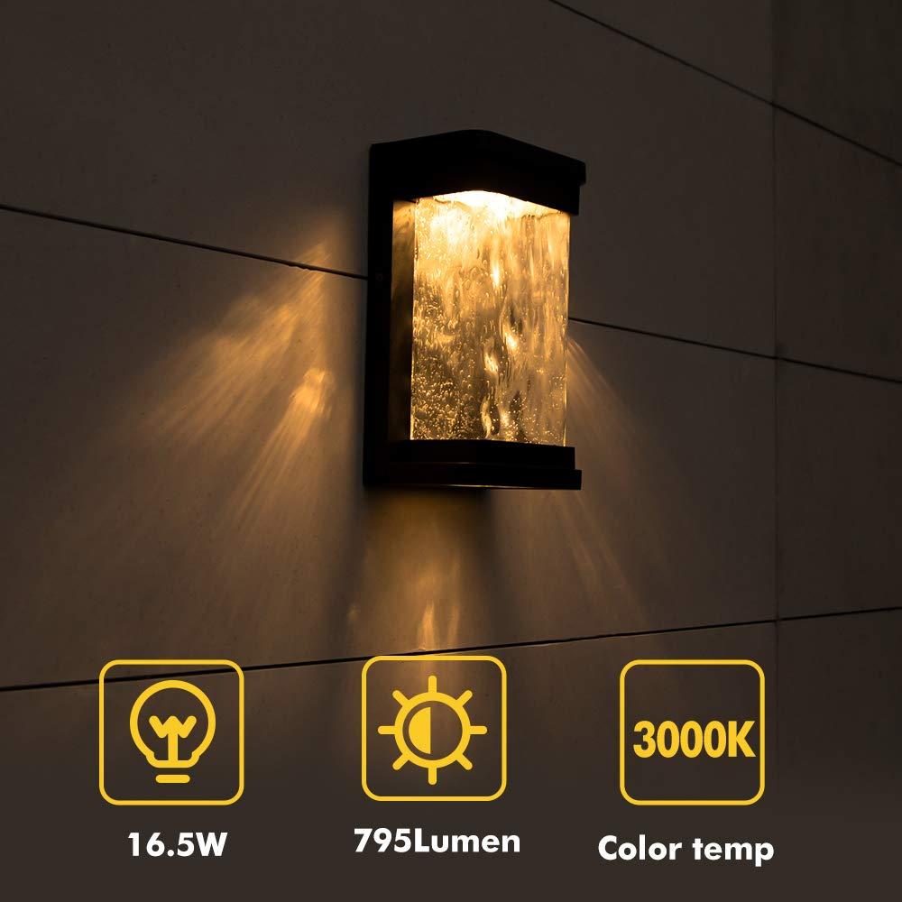 1-Light Black Integrated LED Outdoor Wall Lantern Sconce