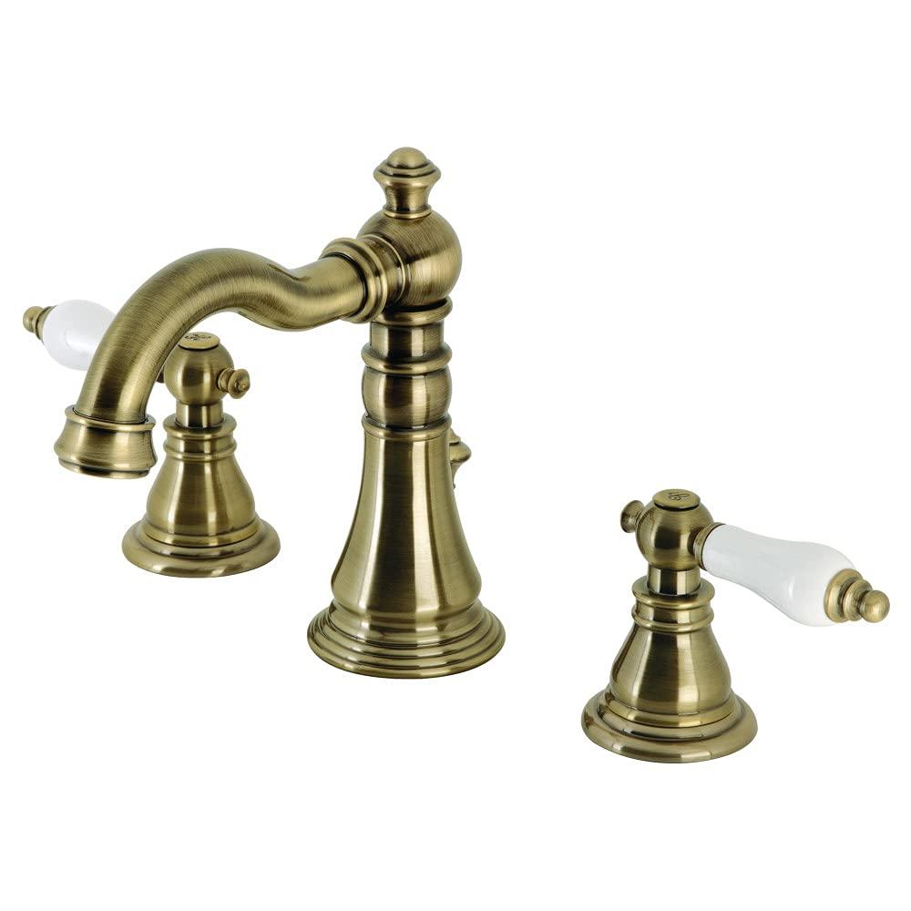 Kingston Brass Kingston Brass American Patriot Two-Handle 3-Hole Deck Mount Widespread Bathroom Faucet with Brass Pop-Up Drain FSC1979APL