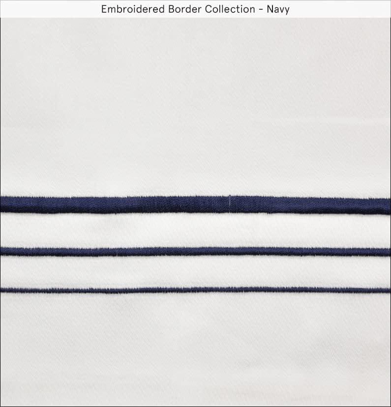 HiEnd Accents Embroidered Border 100% Cotton Modern Contemporary 3 Piece Duvet Cover Set