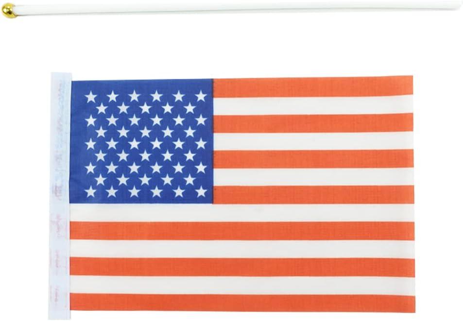 USA Flag American Small .. Stick Mini Hand Held .. Flags Decorations 1 Dozen .. (12 pack)