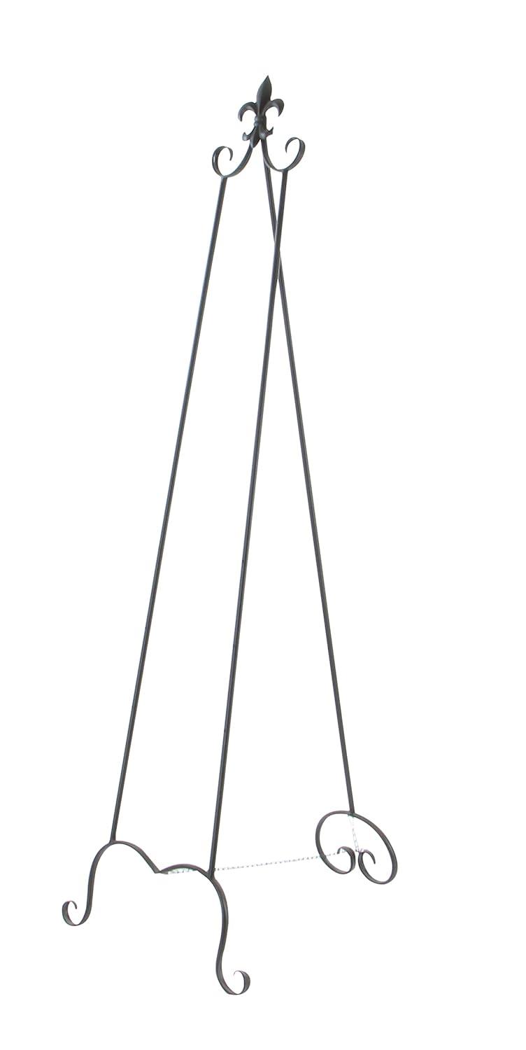 Black Iron Adjustable Floor Easel with Scroll Accents