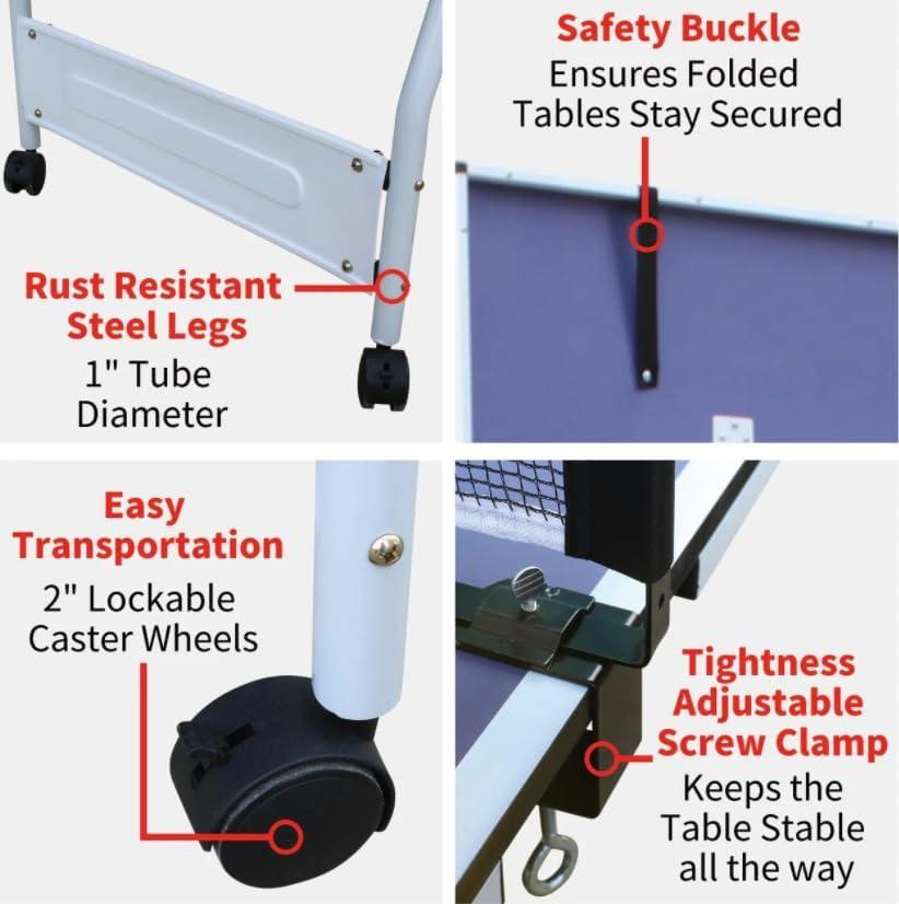 Ceballos 9Ft Mid-Size Table Tennis Table Foldable & Portable Ping Pong Table Set For Indoor Games With Net