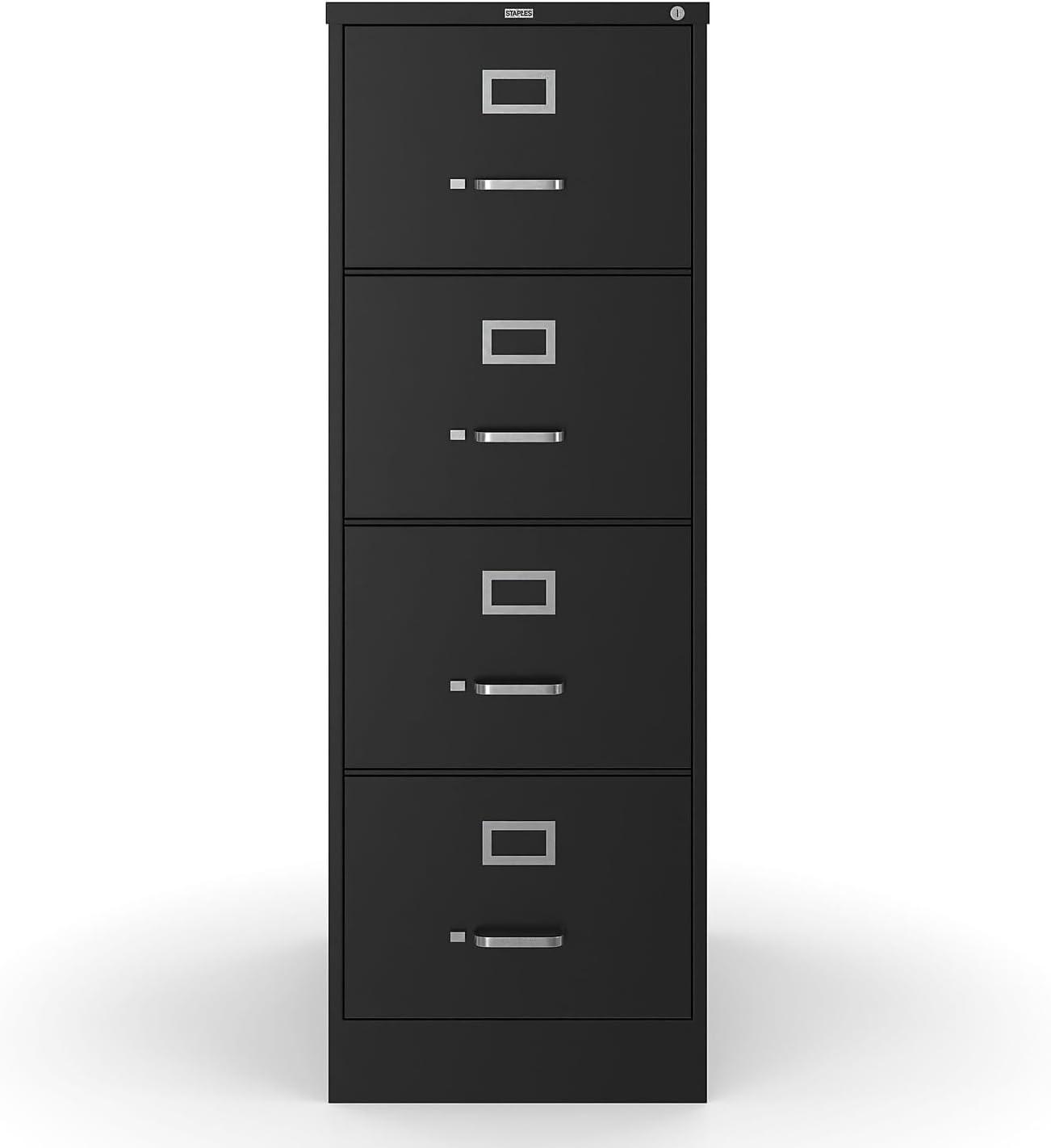 Black Metal 4-Drawer Lockable Vertical Filing Cabinet