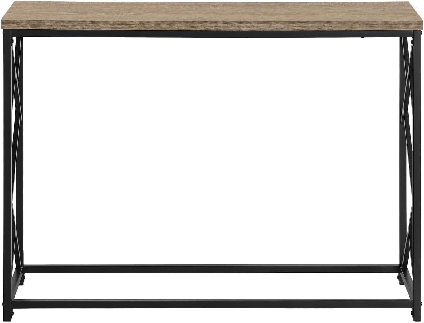 Monarch Specialties Accent Table Console Entryway Narrow Sofa Living Room Bedroom Brown Laminate Black Metal Contemporary Modern
