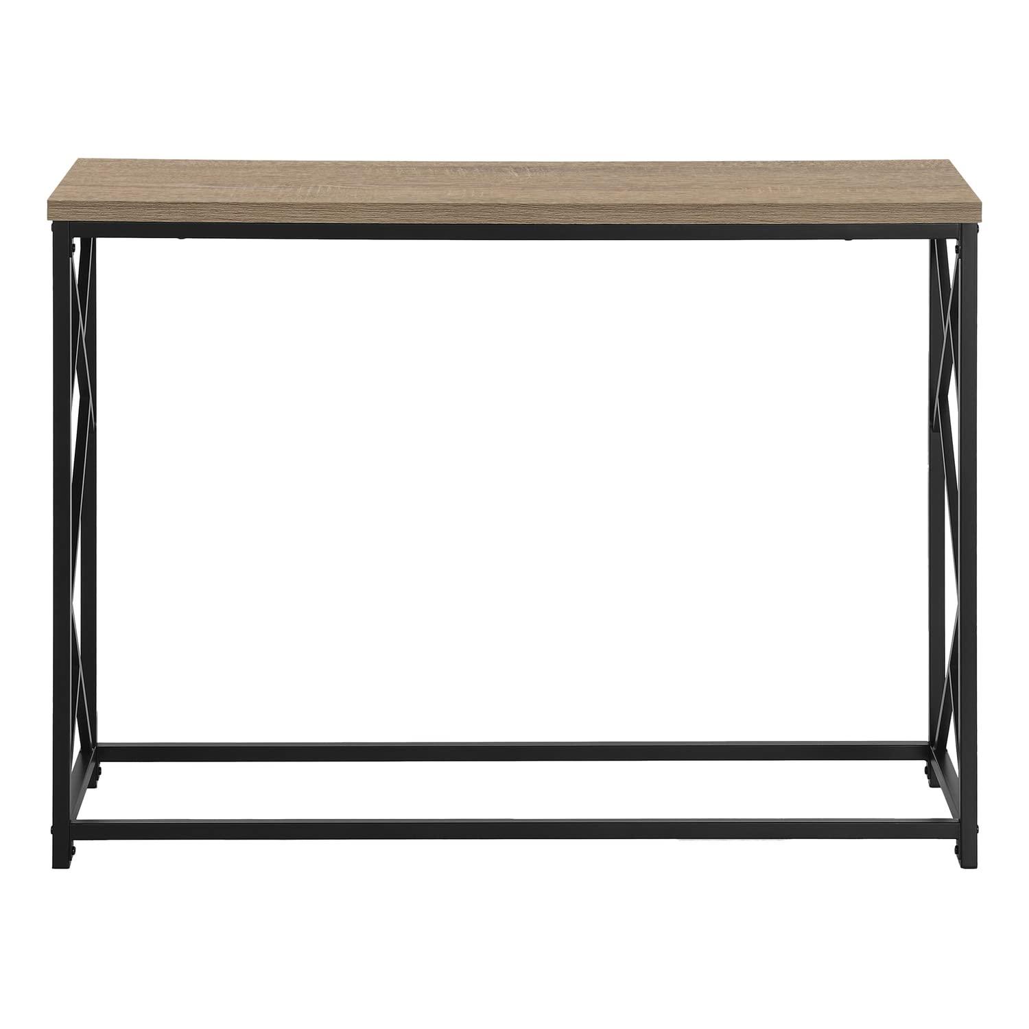 Monarch Specialties Accent Table Console Entryway Narrow Sofa Living Room Bedroom Brown Laminate Black Metal Contemporary Modern