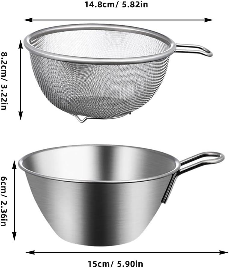 1 Set Colander with Bowl Fine Mesh Strainer Stainless Steel Strainer Kitchen Mixing Bowl Basin