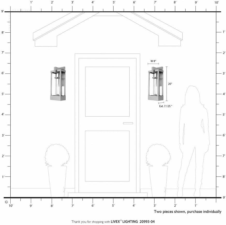 Livex Lighting 20993-04 Delancey - 20" One Light Outdoor Wall Lantern, Black Finish with Clear Glass