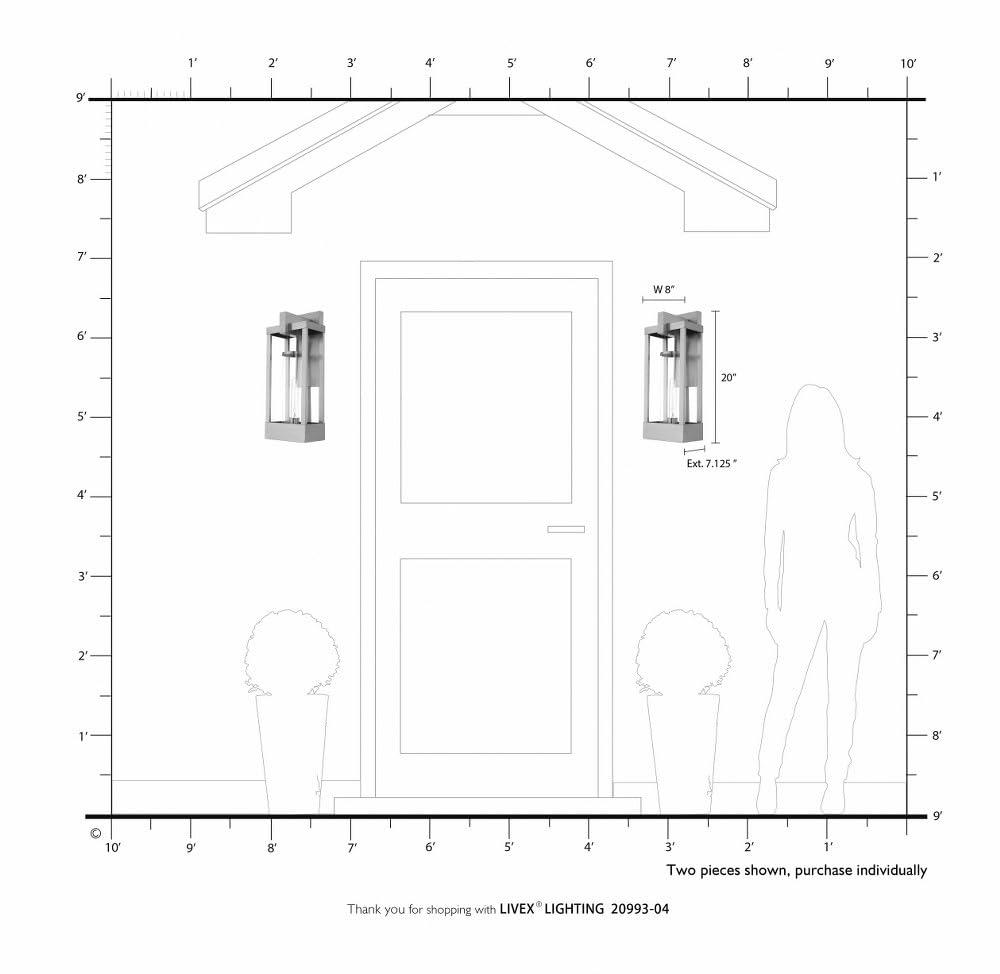Livex Lighting 20993-04 Delancey - 20" One Light Outdoor Wall Lantern, Black Finish with Clear Glass