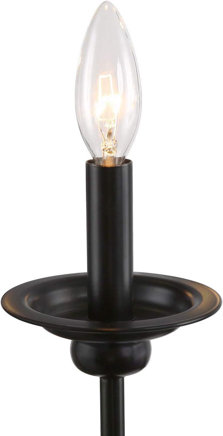 LNC 6-Light Modern/Contemporary Matte Black Large Candle Chandelier