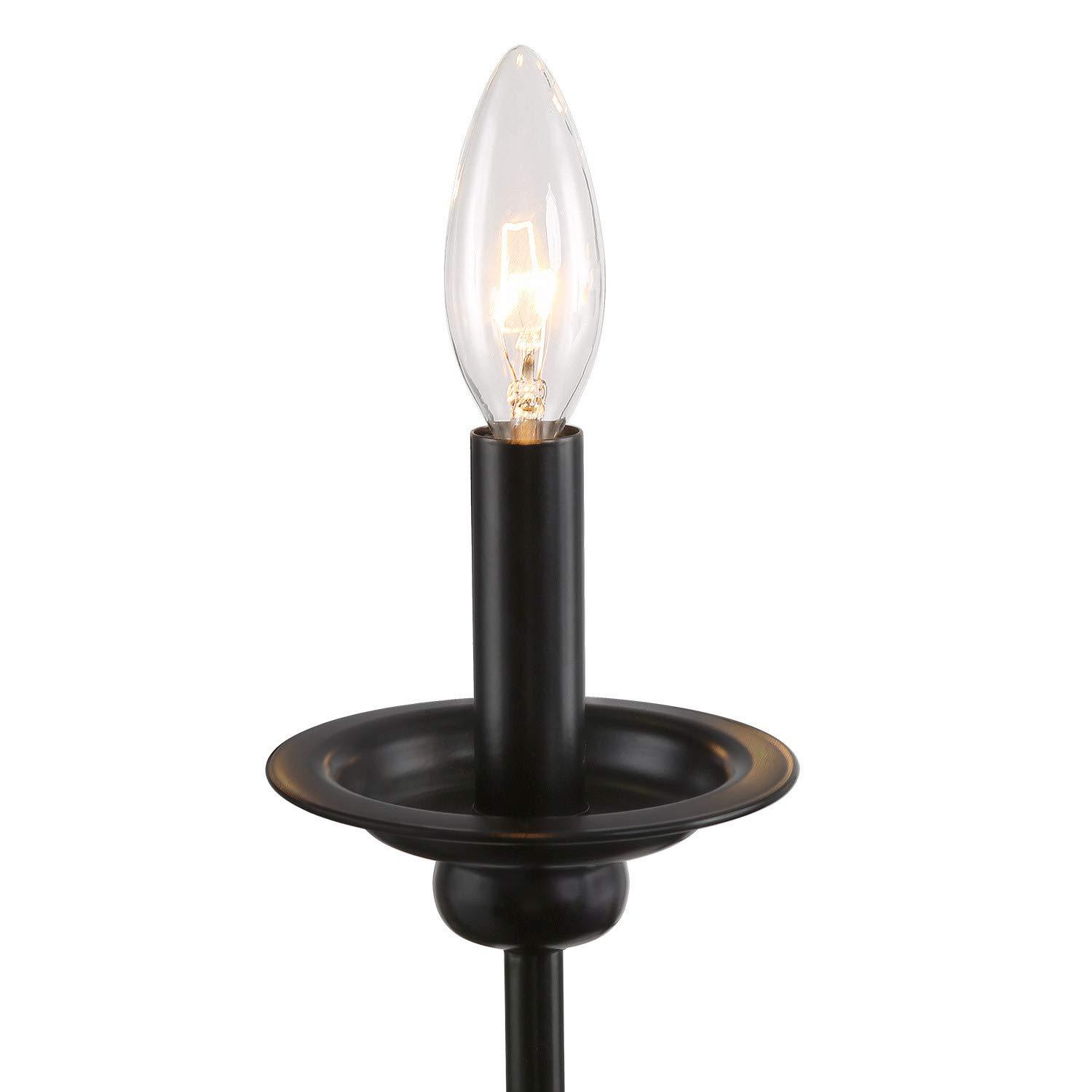 LNC 6-Light Modern/Contemporary Matte Black Large Candle Chandelier