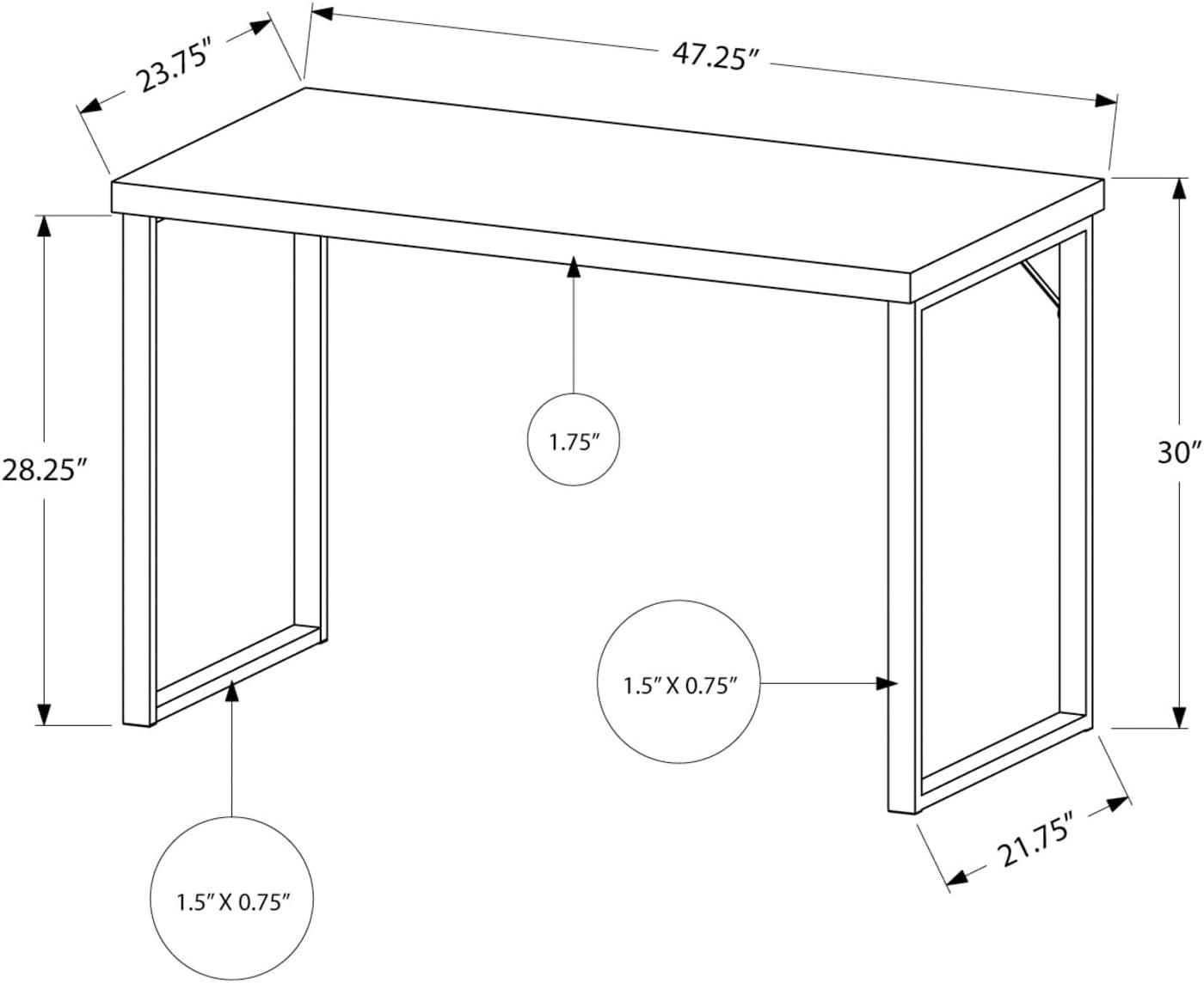 Computer Desk - 48"L / White / Silver Metal