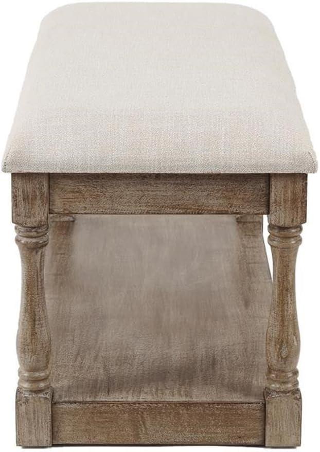 LuxenHome Upholstered Beige Linen Entryway and Bedroom Bench