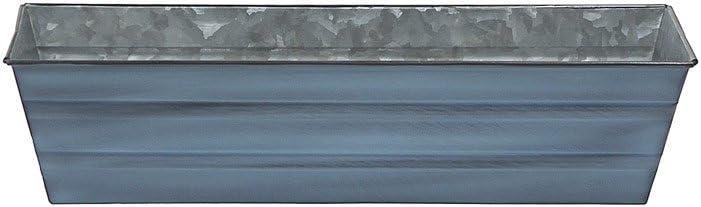 Small Galvanized Metal Rectangular Planter Box Blue - ACHLA Designs: Patina Finish, Urban Garden