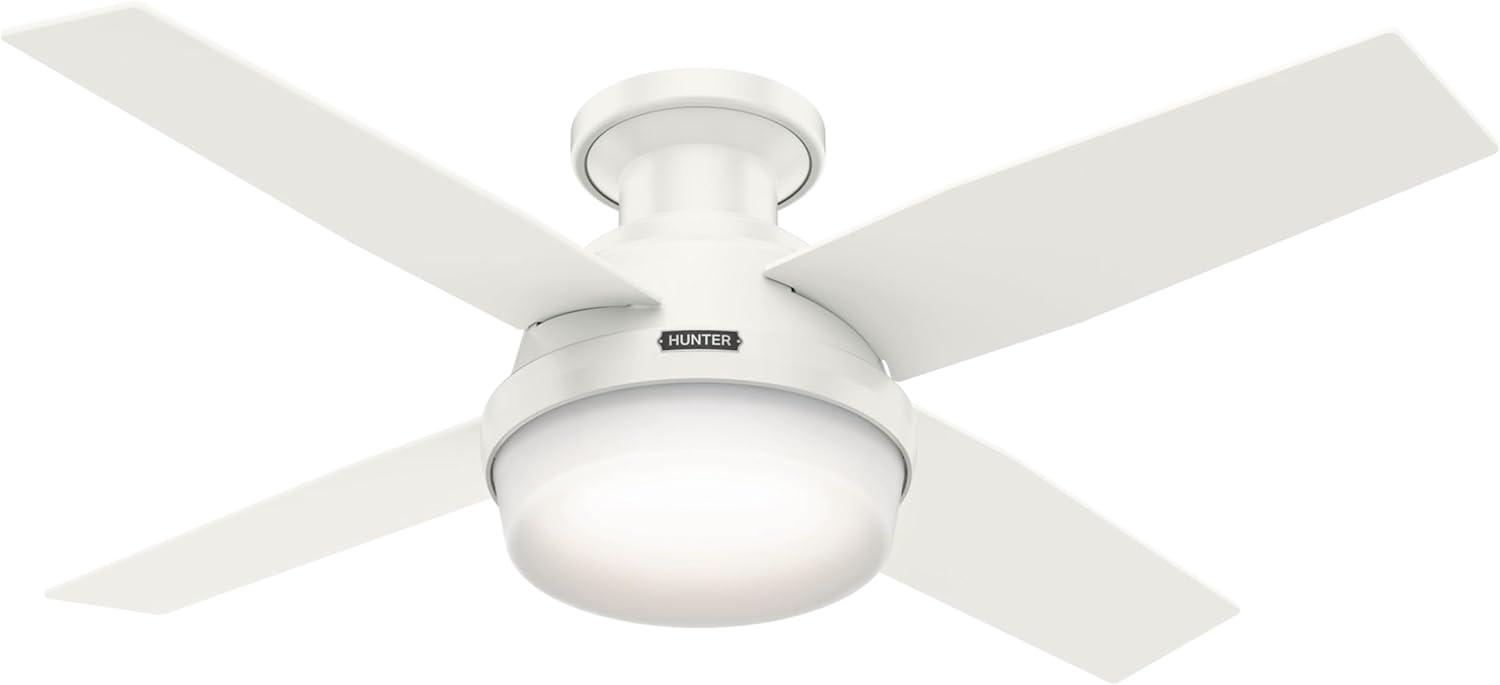 Dempsey Low Profile 44" 4 - Blade Indoor Flush Mount Small Room Ceiling Fan with Lights and Remote
