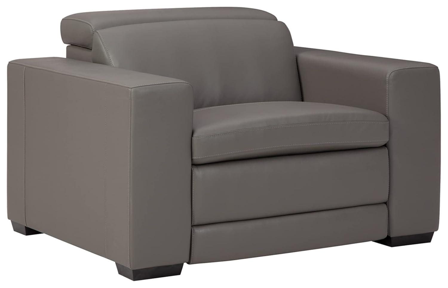 Signature Design by Ashley Texline Leather Power Recliner with Headrest in Gray