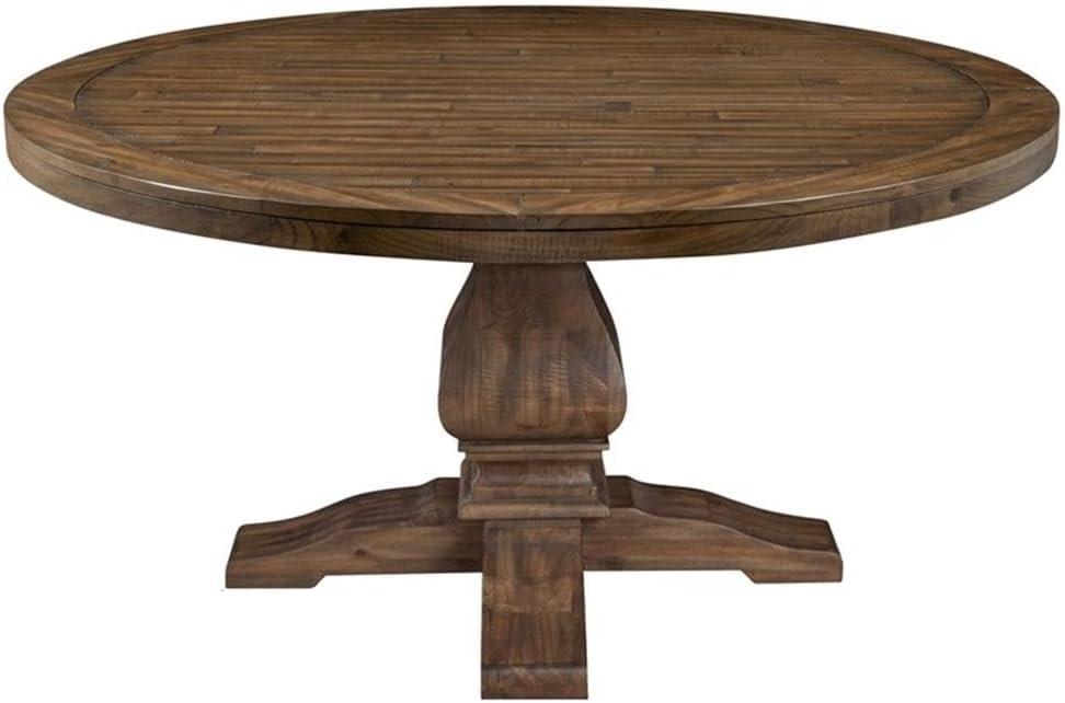 Alpine Furniture Kensington 60" Round Solid Pine Dining Table in Walnut