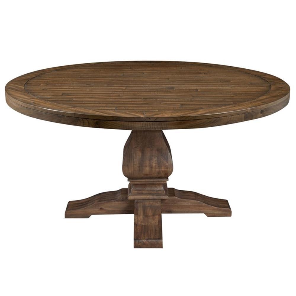 Alpine Furniture Kensington 60" Round Solid Pine Dining Table in Walnut