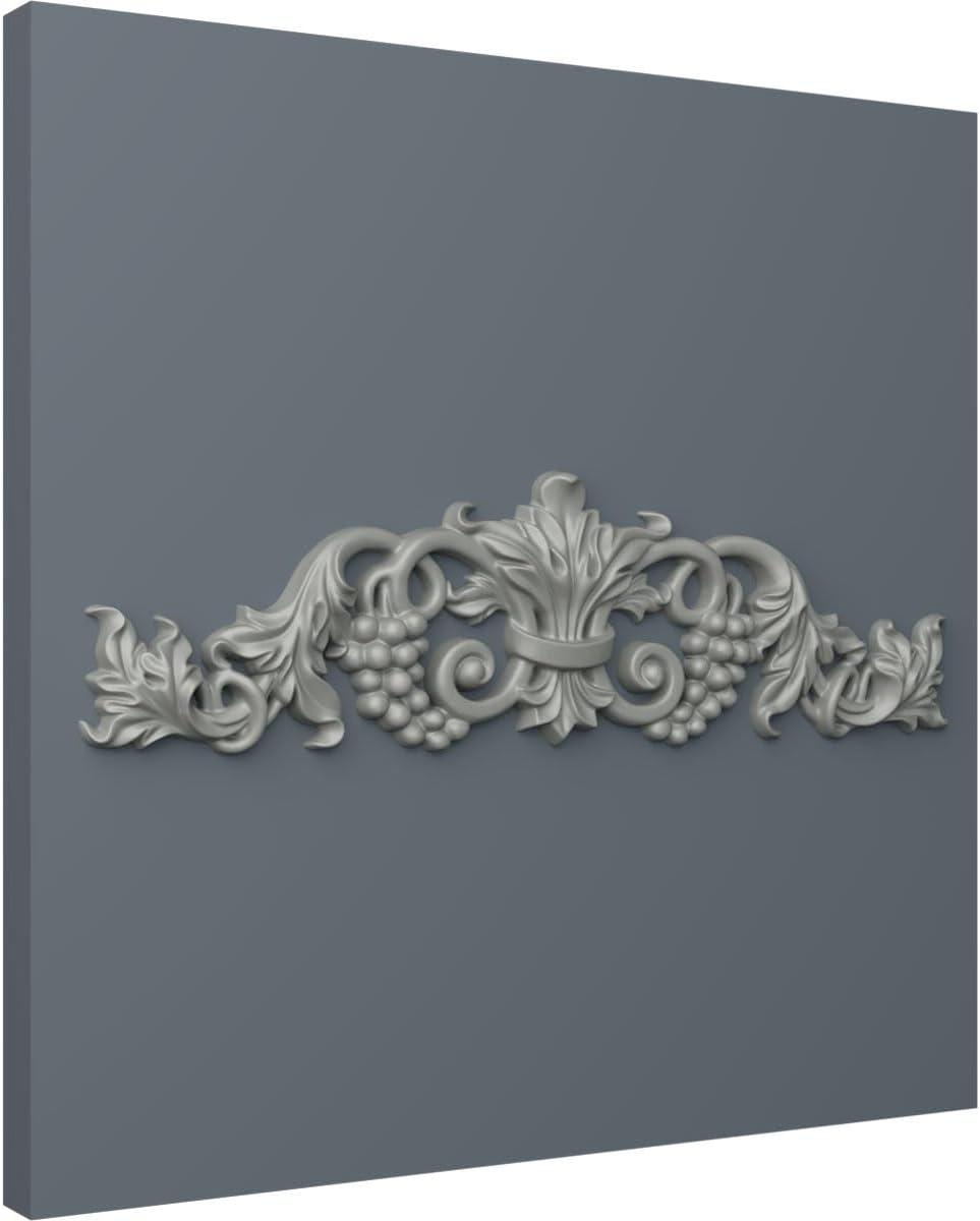 Ekena Millwork 19 1/4"W x 5 3/8"H x 7/8"P Small Grape and Leaf Center with Scrolls Onlay