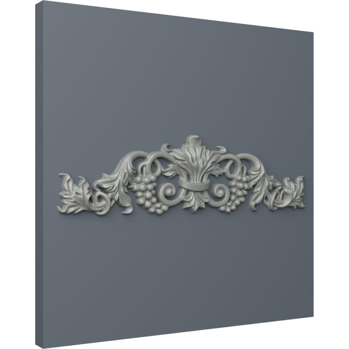 Ekena Millwork 19 1/4"W x 5 3/8"H x 7/8"P Small Grape and Leaf Center with Scrolls Onlay
