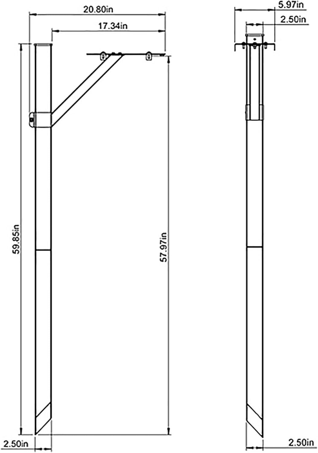 Gibraltar 59.9 in. Black Powder Coated Steel Mailbox Post