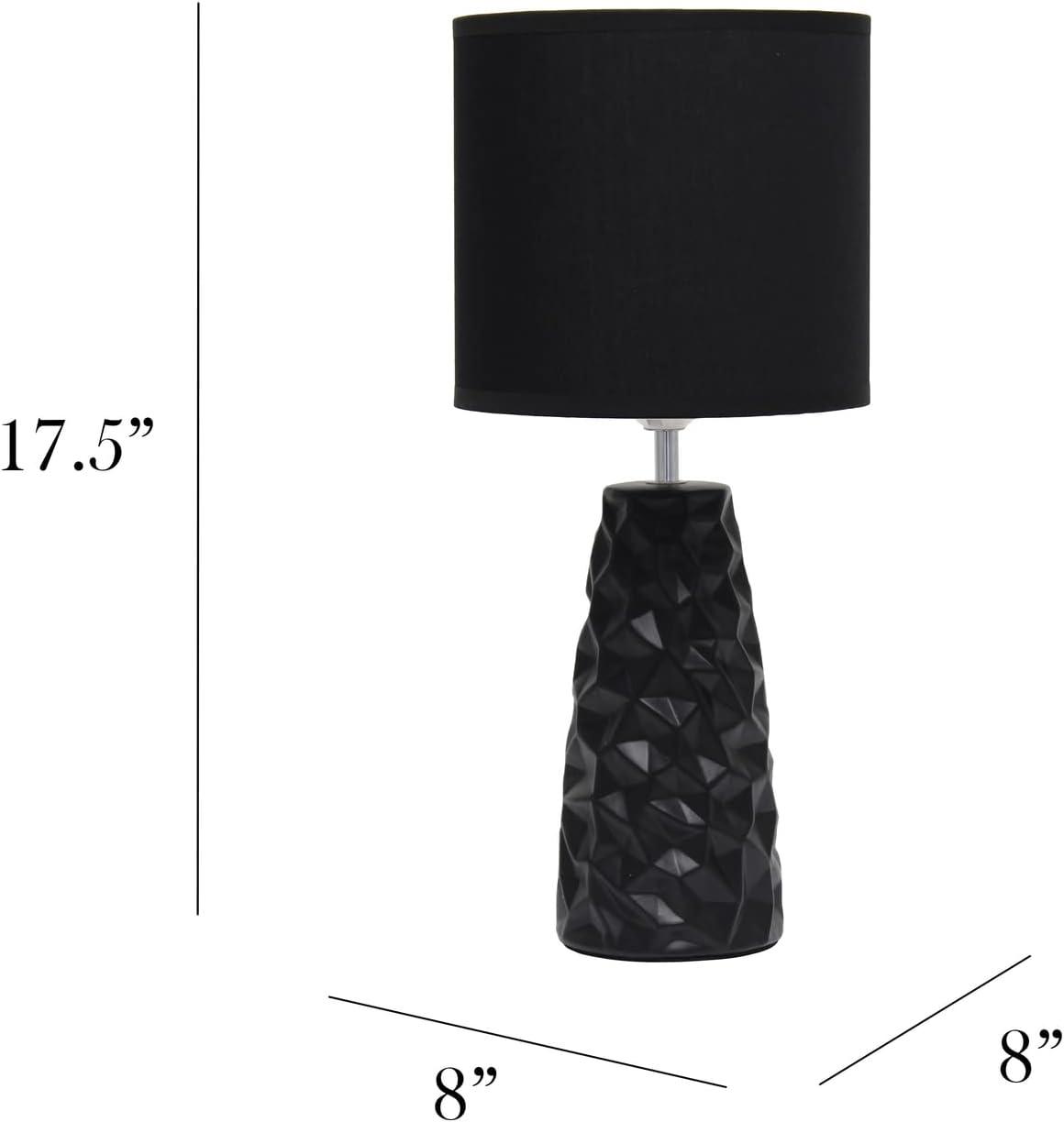 Sculpted Ceramic Table Lamp Black - Simple Designs: Modern Bedside Light, ETL Listed, No Assembly Required
