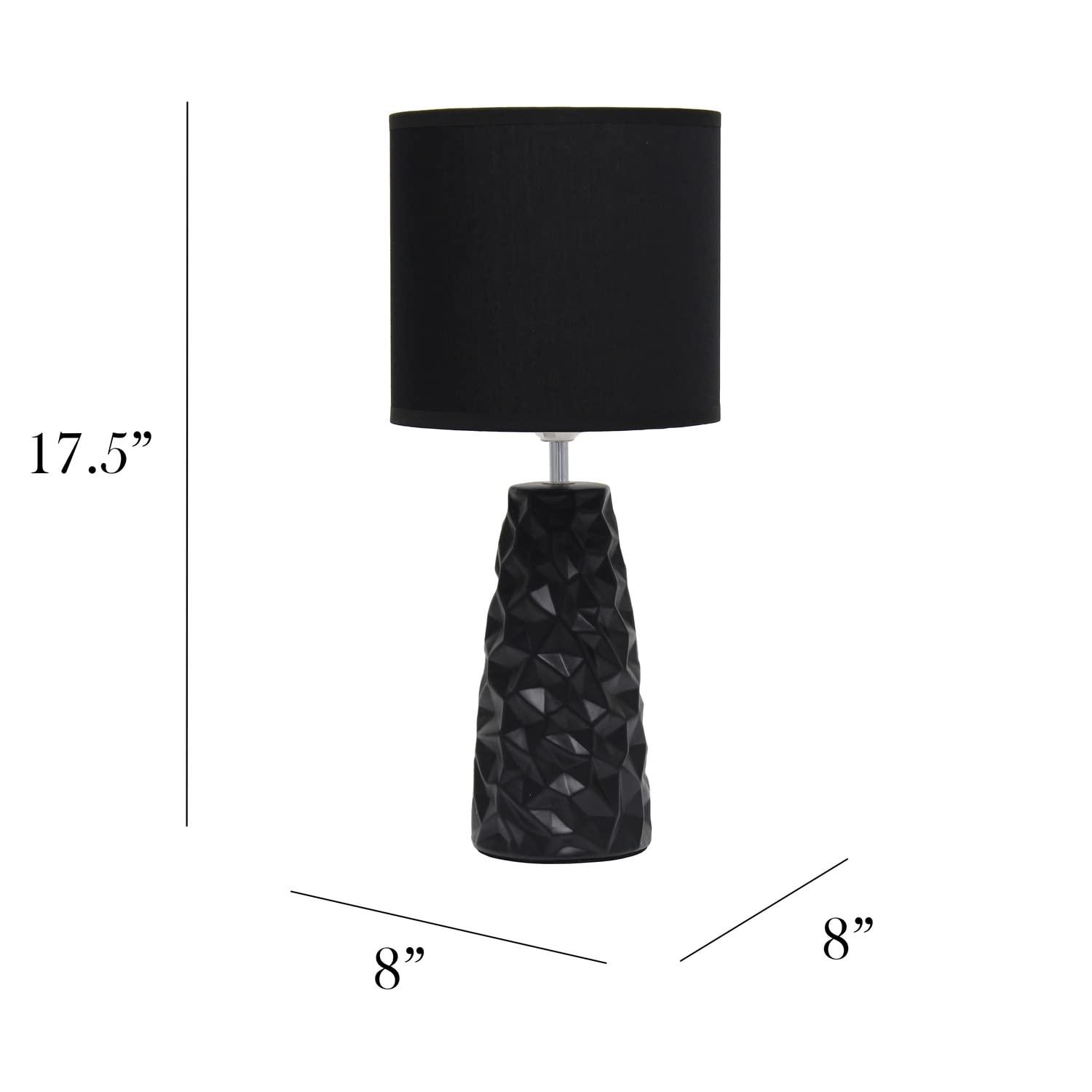 Sculpted Ceramic Table Lamp Black - Simple Designs: Modern Bedside Light, ETL Listed, No Assembly Required