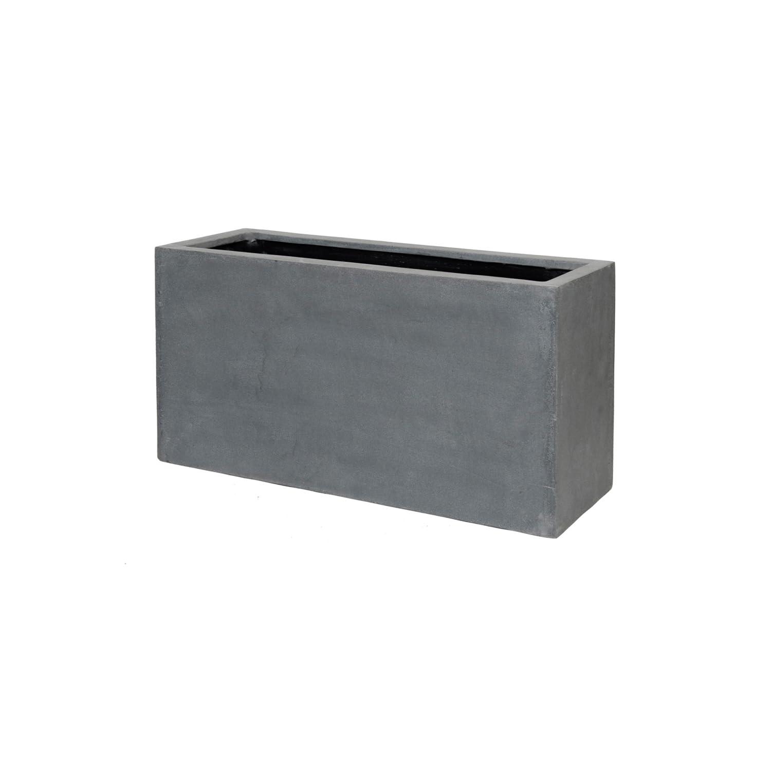 Pottery Pots USA Inc. Pottery Pots Jort Small Fiberstone Indoor Outdoor Modern Rectangle Planter, 16 Inch Tall Grey 16"x32"x12"