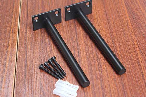 8 Pcs 6" Black Solid Steel Floating Shelf Bracket Blind Shelf Supports - Hidden Brackets for Floating Wood Shelves - Concealed Blind Shelf Support – Screws and Wall Plugs Included