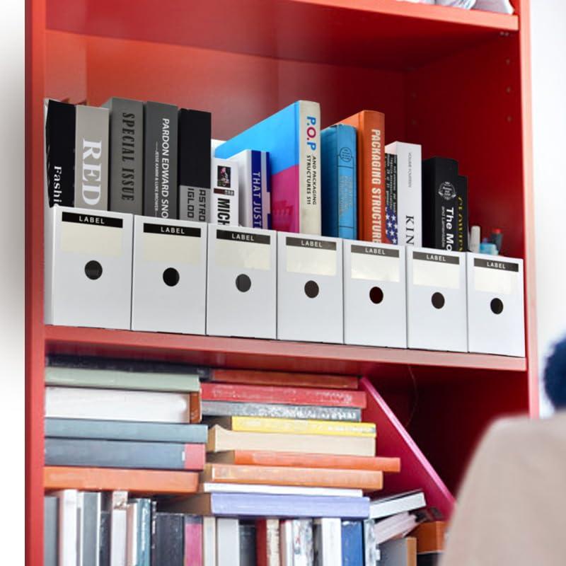 HUAPRINT Magazine File Holder(12 Pack,White)-Folder Holder,Desk File Organizer,Document Holder Box,Magazine Storage Box,With Labels