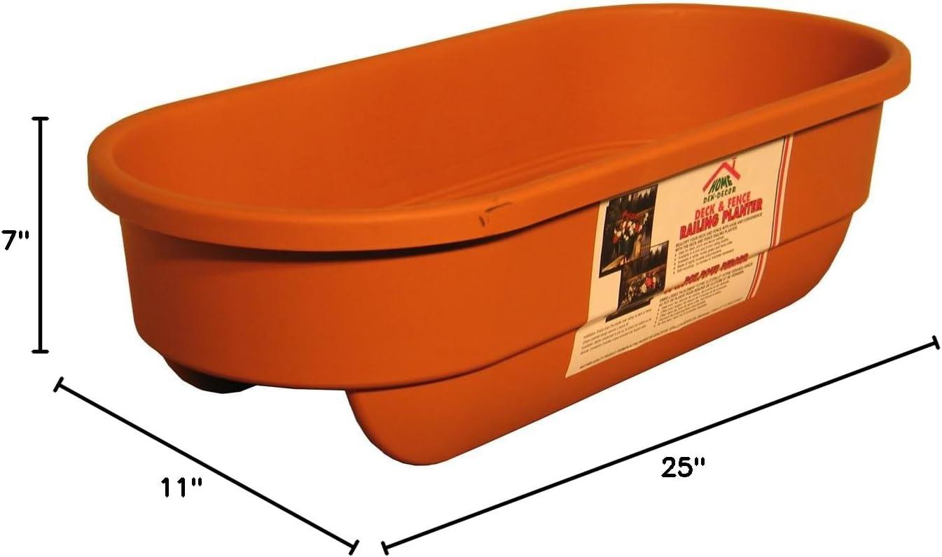 Apollo Plastic Deck Railing and Fence Planter, Terra Cotta Color, 24"