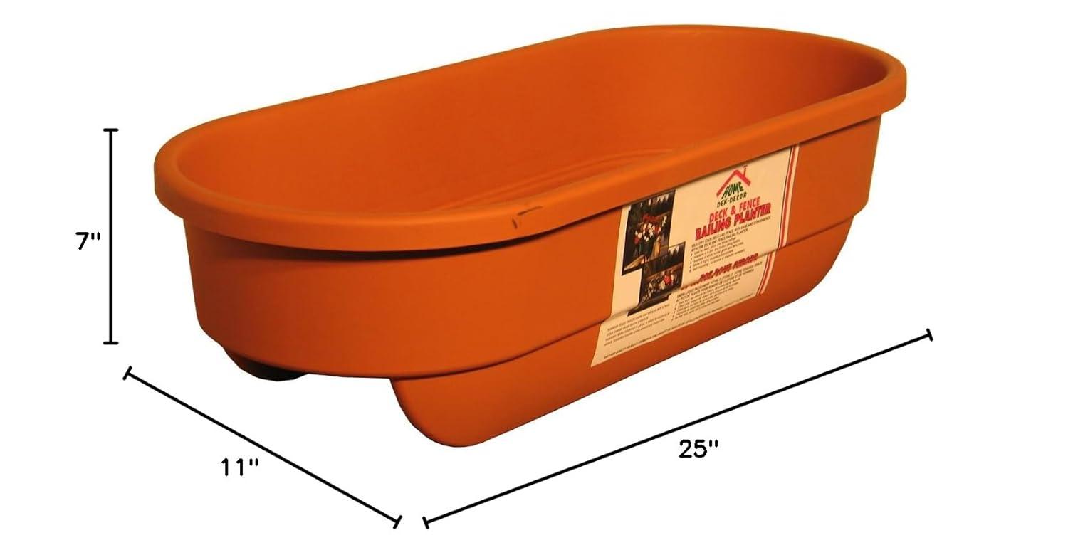 Apollo Plastic Deck Railing and Fence Planter, Terra Cotta Color, 24"