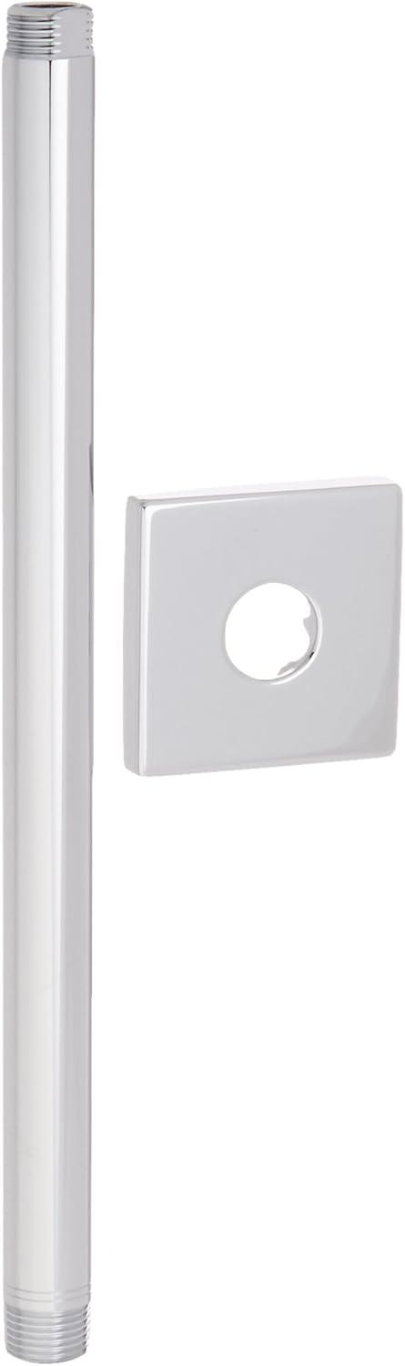 12-Inch Chrome Ceiling Shower Arm with Square Escutcheon