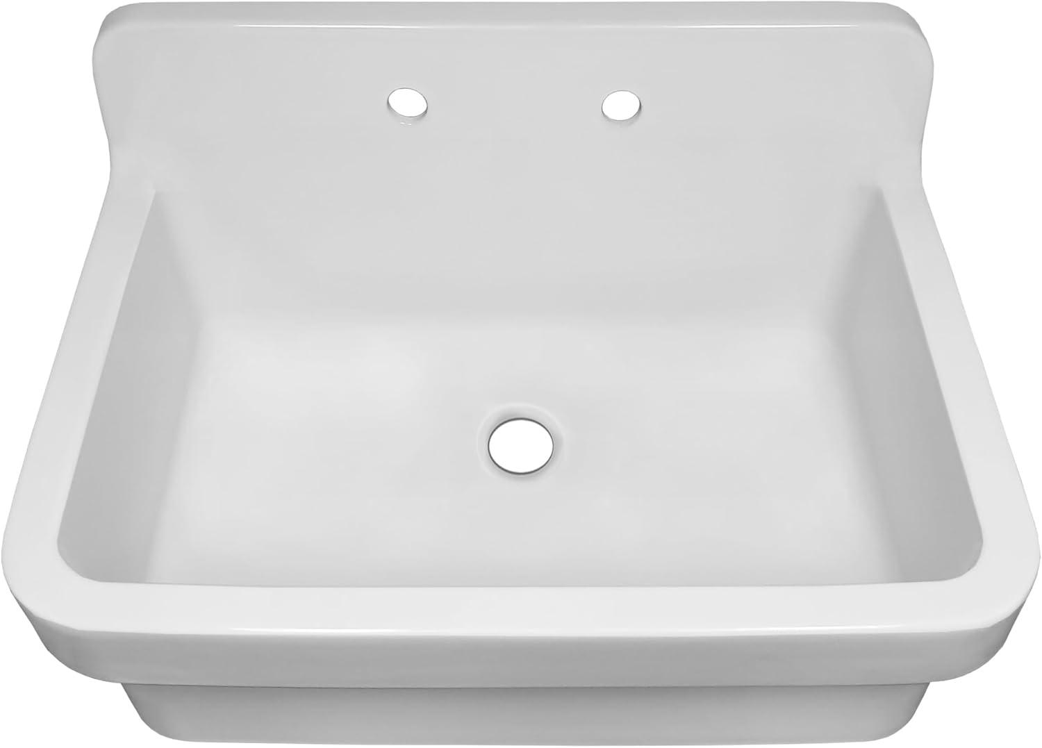 Whitehaus Collection 30" Front Apron Fireclay Kitchen Sink with High Back Splash & Faucet Drilling