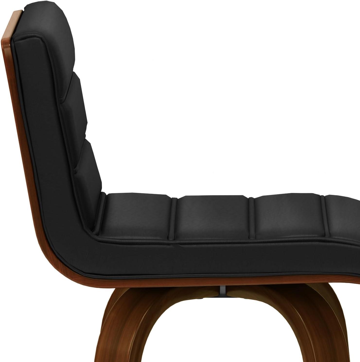 Simpli Home Roland Swivel Upholstered Mid-Century Modern Stool with Padded Seat and Back