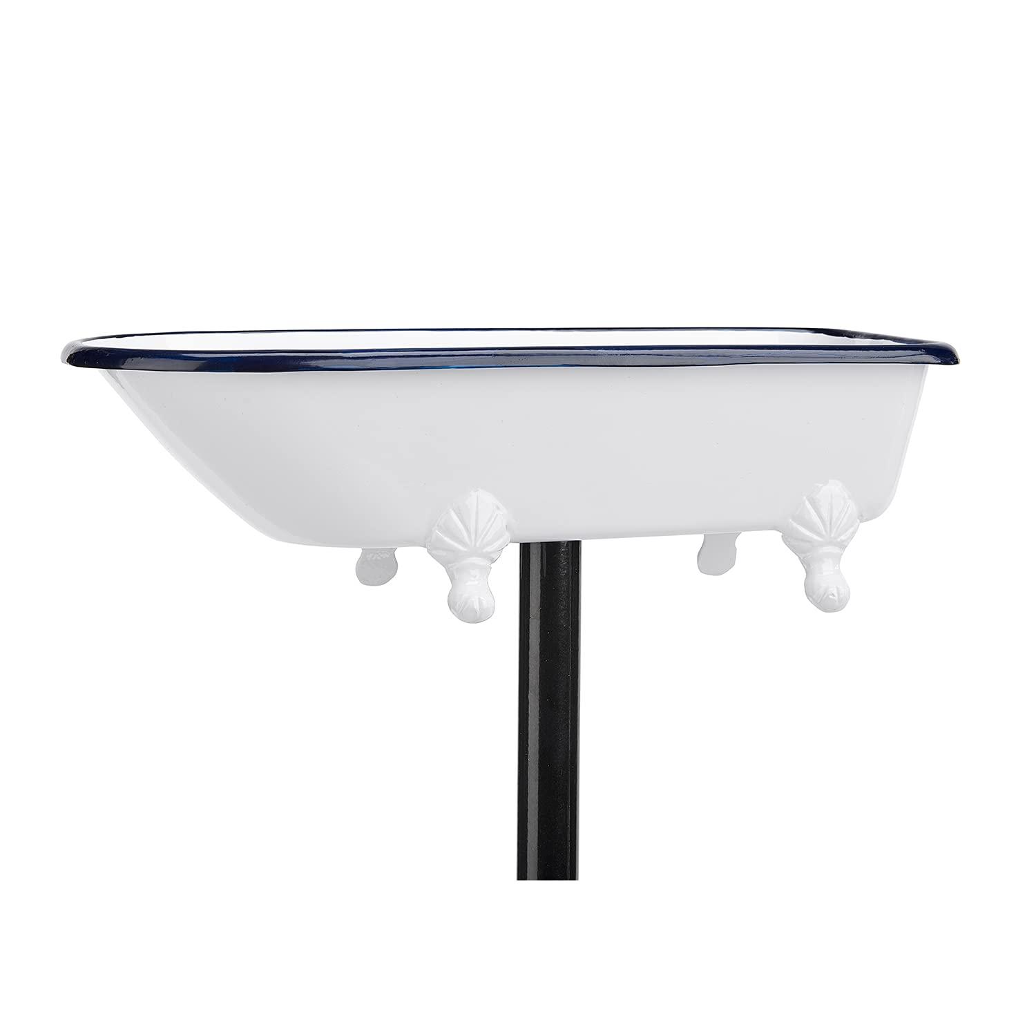 Splish-Splash Bird Bath in Brass with White