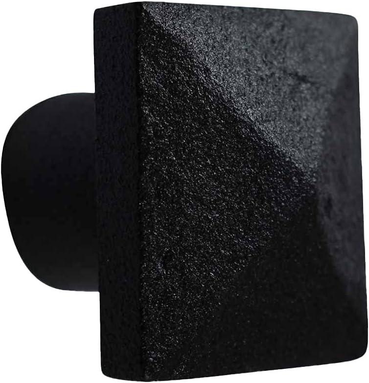 Black Square Iron Cabinet Knob with Mounting Hardware