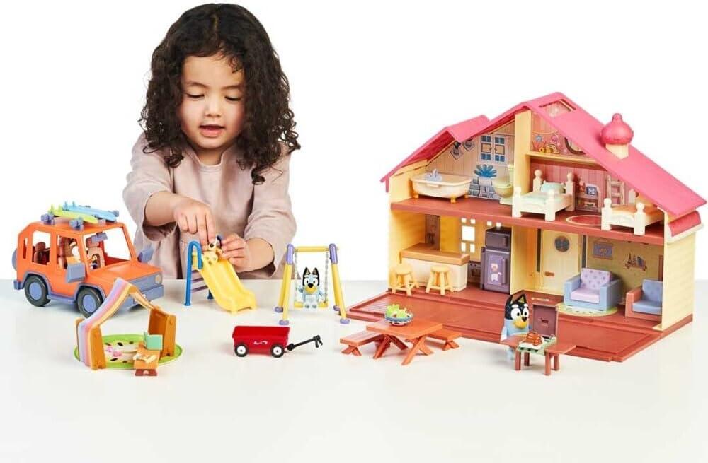 Bluey Family Figure 4-Pack, with Mum Dad Bingo Bluey, Ages 3+, Toddler Toys