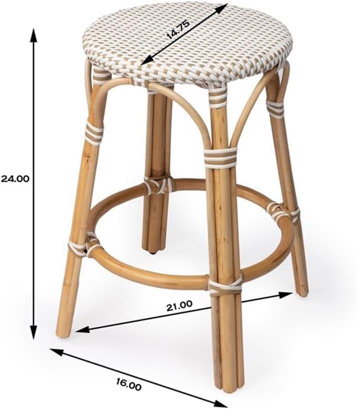 Beaumont Lane Island Living Rattan Counter Stool in Beige and White