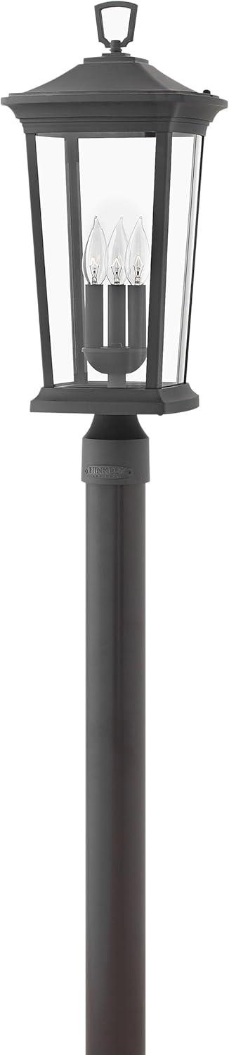 Museum Black Aluminum 3-Light Outdoor Post Lantern with Clear Glass