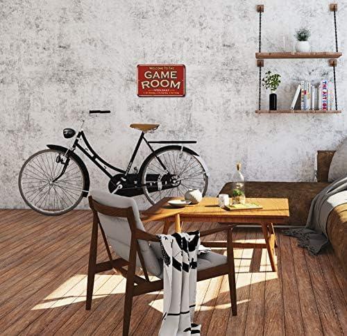 Game Room Sign Rustic Wall decor Gameroom Signs Home Vintage Decorations Games Arcade Retro Video Gamer Art Gaming wall art Size: 8 x 12 Inches