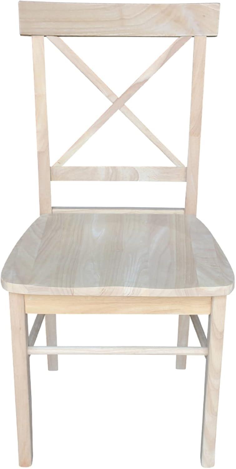 Set of 2 X Back Chairs with Solid Wood Seat Unfinished - International Concepts: Parawood, Kitchen Furniture