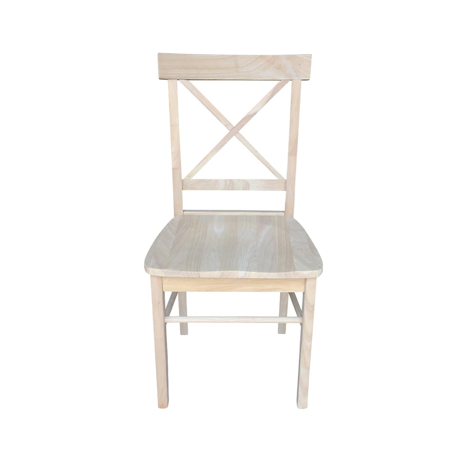 Set of 2 X Back Chairs with Solid Wood Seat Unfinished - International Concepts: Parawood, Kitchen Furniture