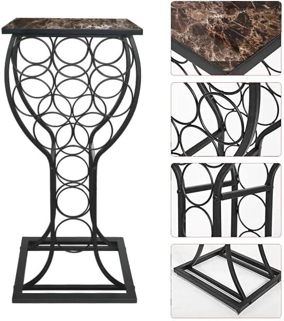 Kings Brand Furniture - Freestanding Wine Rack Stand Storage & Display Holder, Marble Finish Table Top that Holds 11 Bottles (Black)