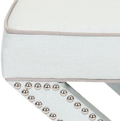 Palmer Ottoman With Silver Nailhead - MCR4589 - Robins Egg Blue - Safavieh