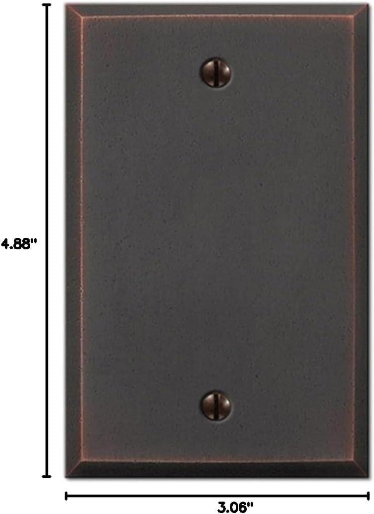 Aged Bronze Rectangular Metal 1-Gang Blank Wall Plate