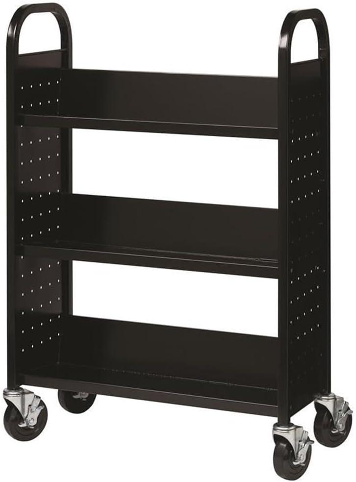 Hirsh Black Alloy Steel Single-Sided Mobile Book Cart