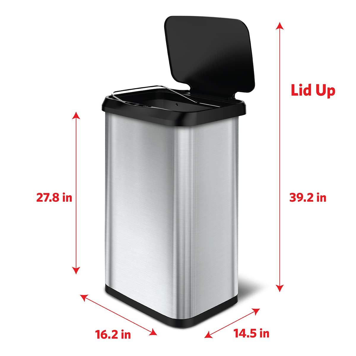 Stainless Steel 20 Gallon Motion Sensor Trash Can with Clorox Odor Protection