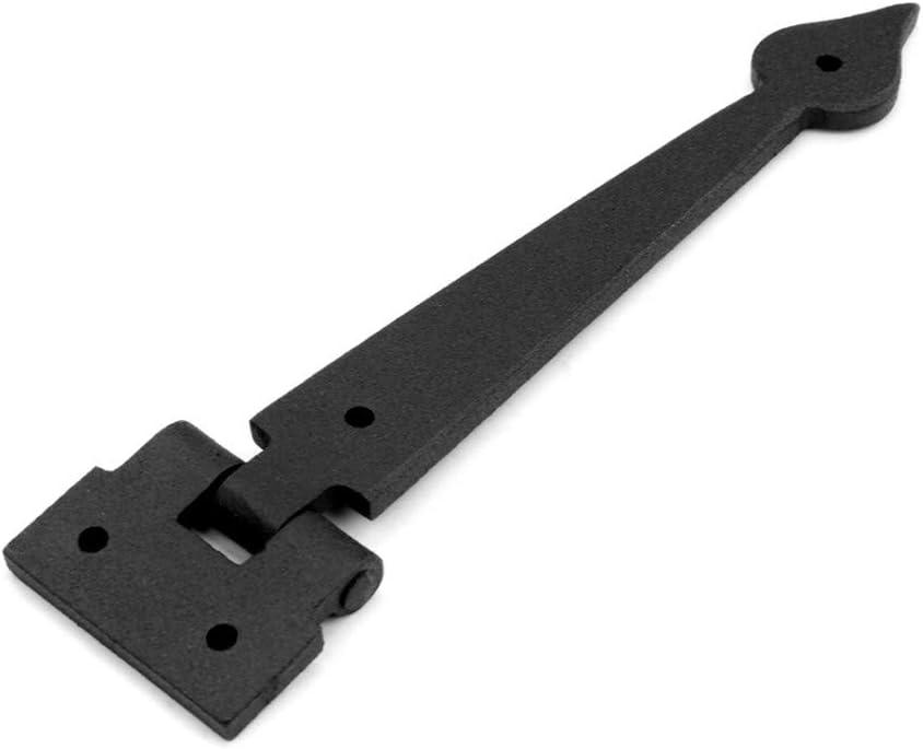 Renovators Supply Black Wrought Iron Strap Hinge Pair 7-3/8 in Spear Tip Flush Mount Heavy Duty Strap Gate and Door Hinges w/Hardware